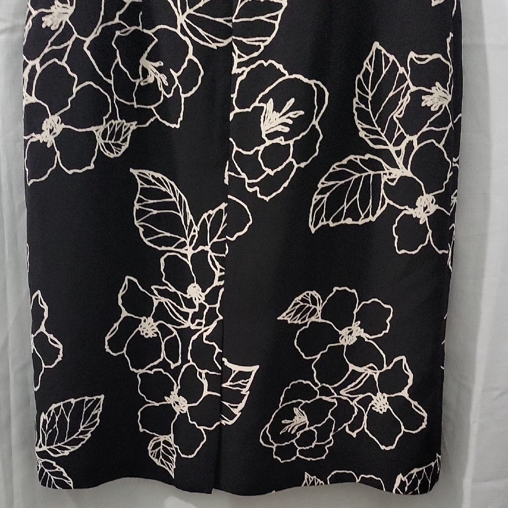 Amanda Smith Black and Cream Floral Midi Dress Size 8 - Picture 6 of 11